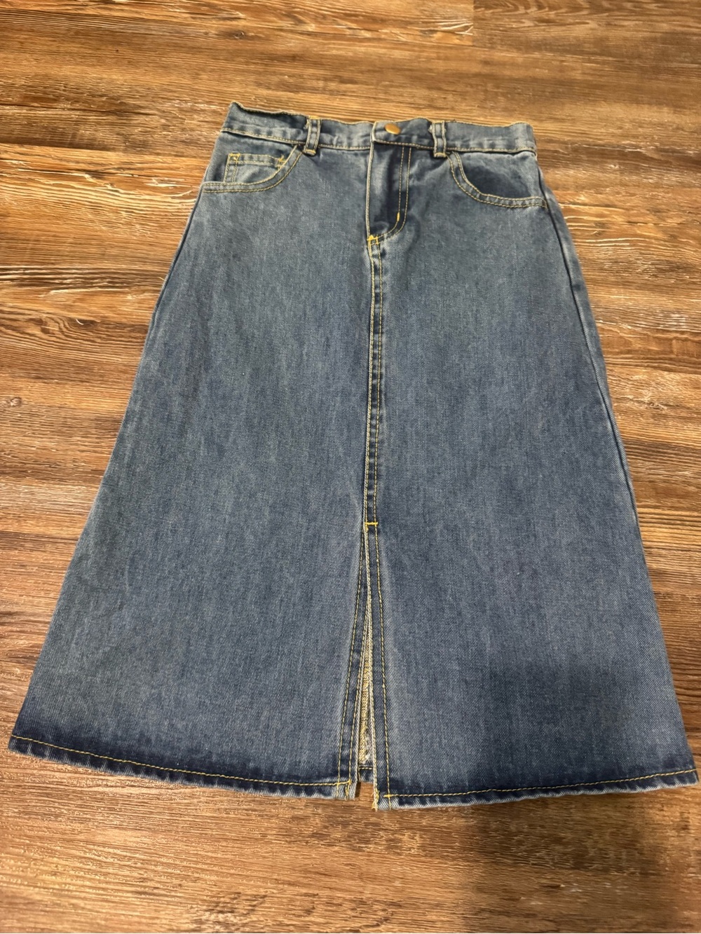 Classic Blue Denim A-Line Girls Jeans Skirt